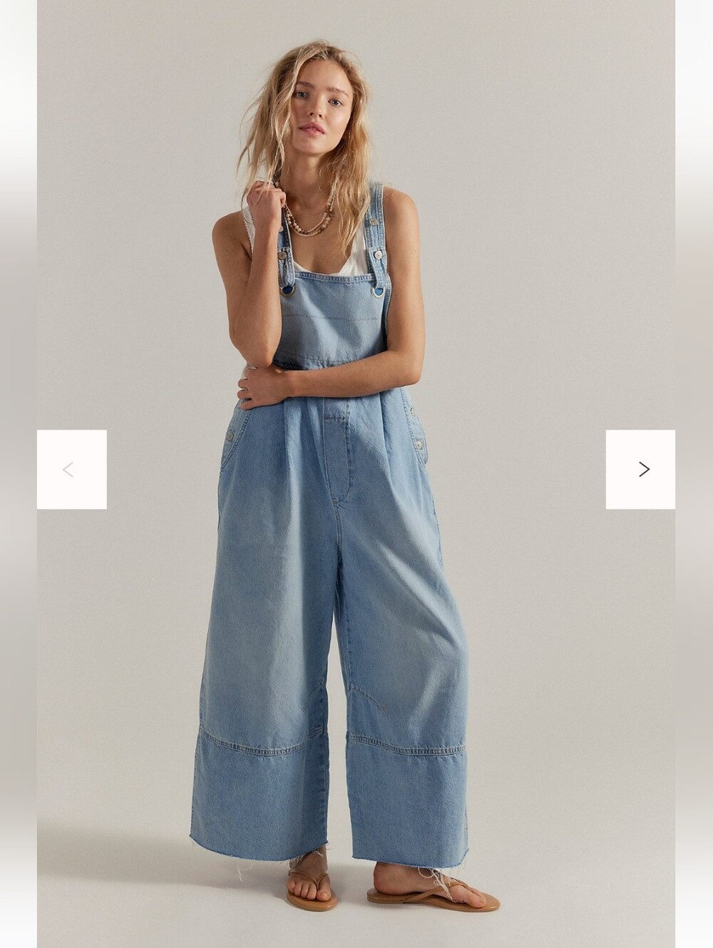 NWT Free People We The Free Rambler Overalls Light Blue Denim Wide-Leg Msrp $148 - Picture 1 of 8